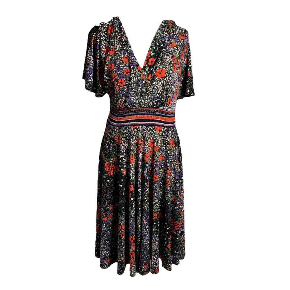 Girls from Savoy Floral Poppy  V Neck Mini Dress sz M - Picture 2 of 12